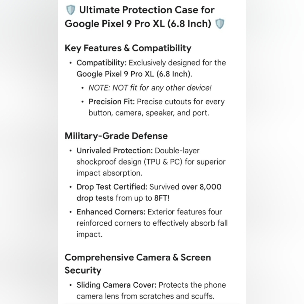 DEERLAMN Protective Cover Case for Google Pixel 9 Pro XL Navy Blue (New) - Picture 8 of 9